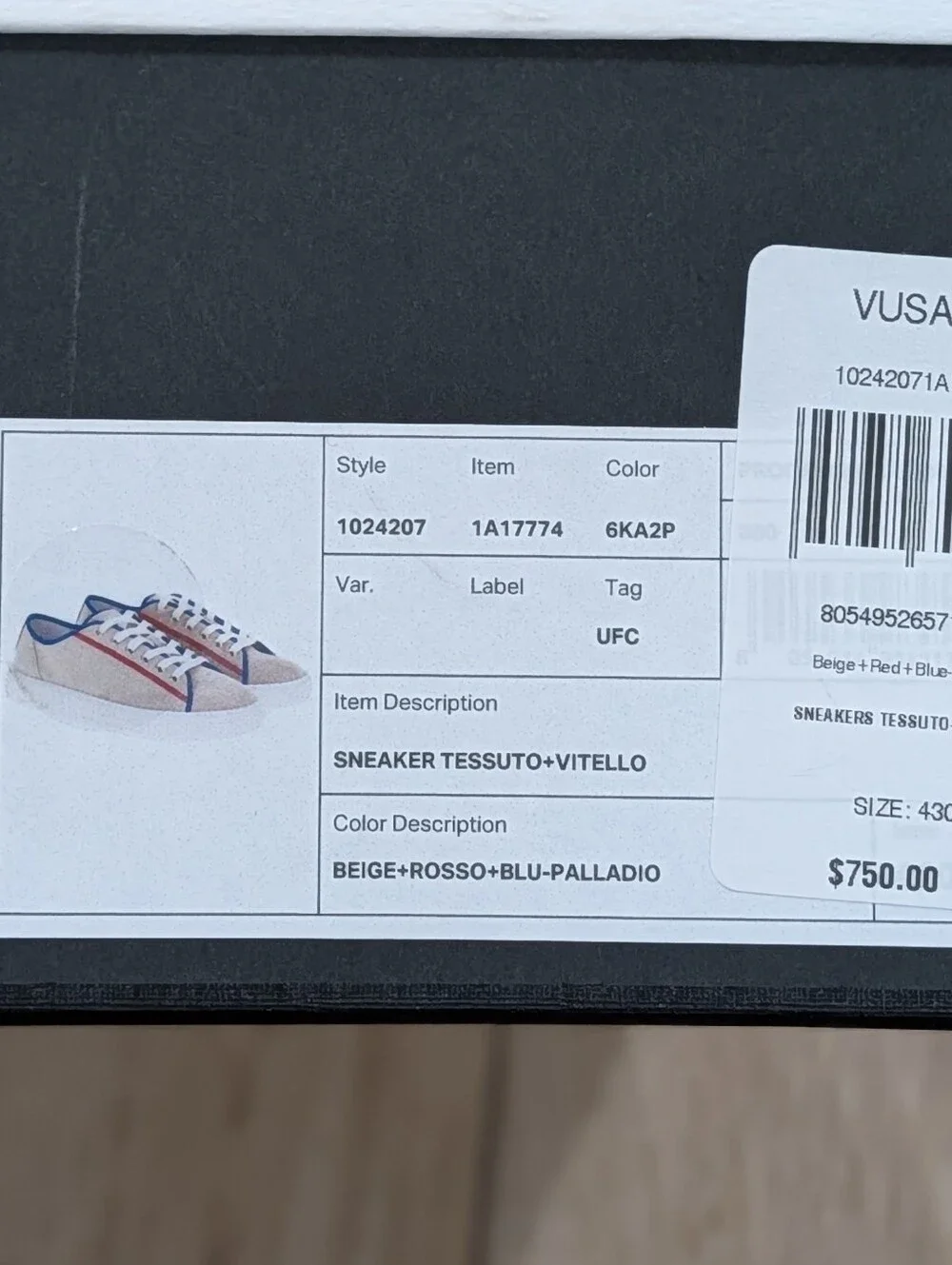 $750 VERSACE Canvas Low-Top Sneakers Beige/Red/Blue Palladium 43 US 10